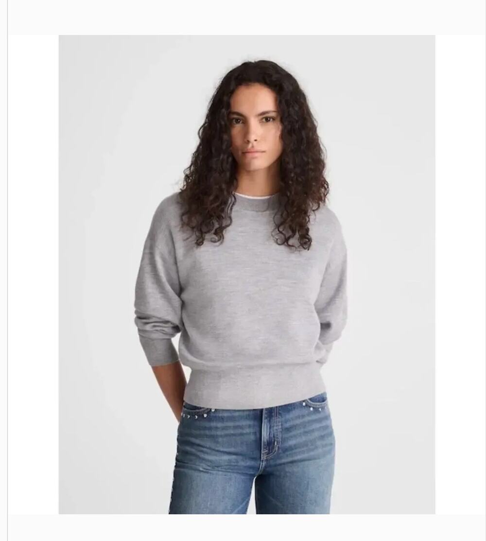 Madewell Relaxed Crewneck Sweater Merino Silk S NWOT Gray NW843 Prep Minimalist